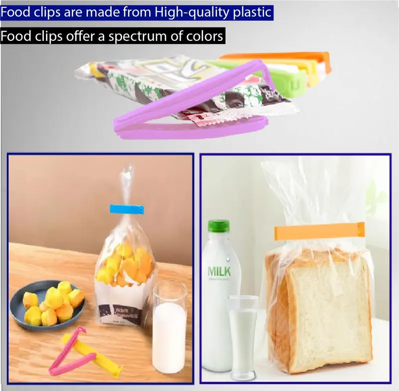 15 Pcs Food Clips , Bag Sealing Clips for Sealing Food Storage Bags, Food Bag Clips in 5 Colors, Reusable Plastic Bag Clips for Food Storage for Sandwiches and Snack Bags Kitchen Utensils 2