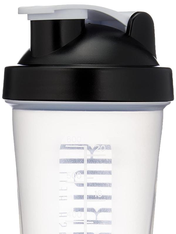 Protein Shaker Bottle, Includes Wire Mixball Blender – 600ml – Perfect for Mixing Powdered Shakes, Clear, BPA Free, Dishwasher Safe 1