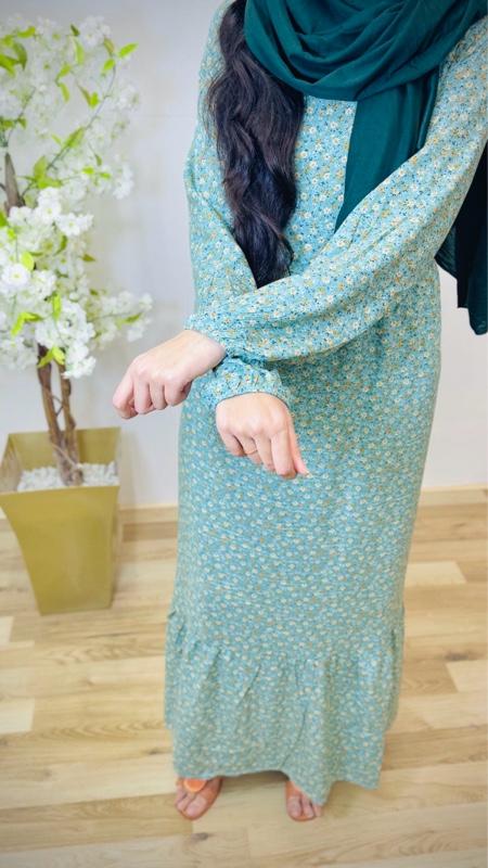 Product Introduction of May modesty summer llong frill printed maxi dress in linen cotton fabric women’s wear 10