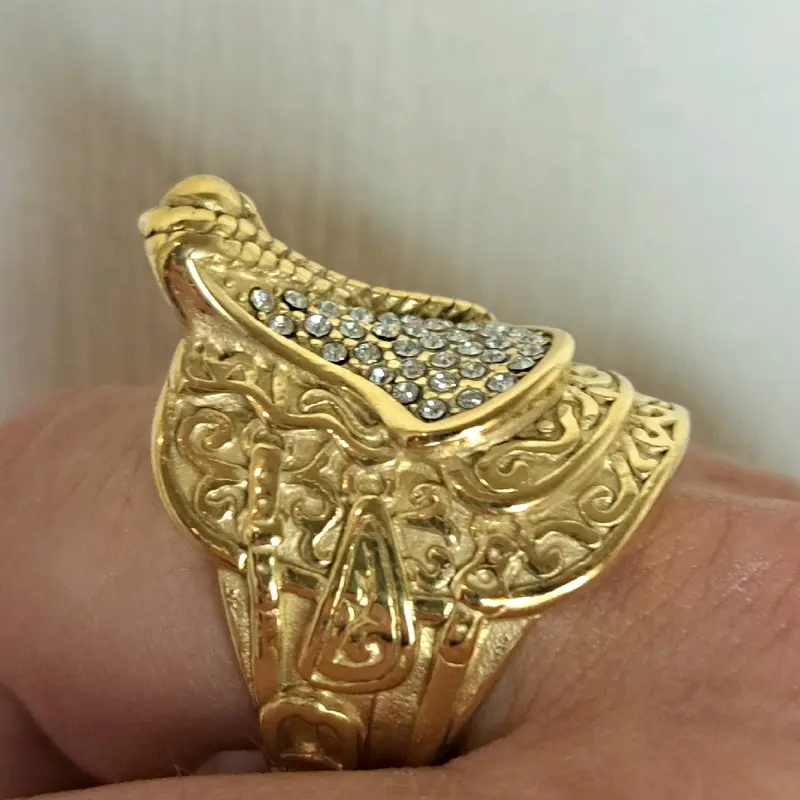 XXL heavy saddle ring. gold plated and stainless Steel. different sizes available. 3
