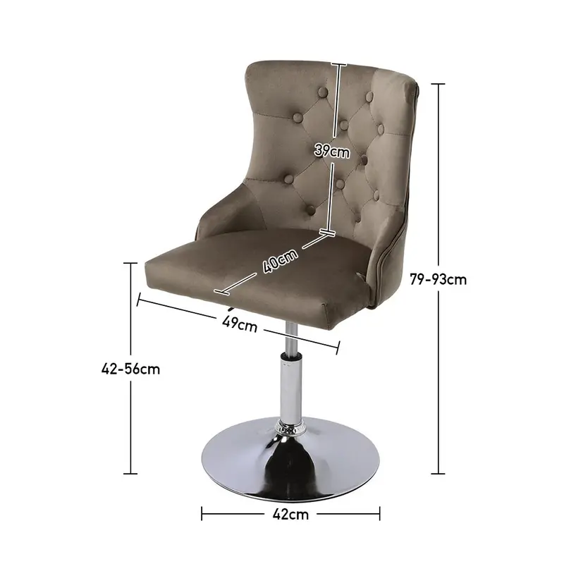 Livingandhome Modern Velvet Upholstered Adjustable Bar Stool with Polished Chrome Base 8