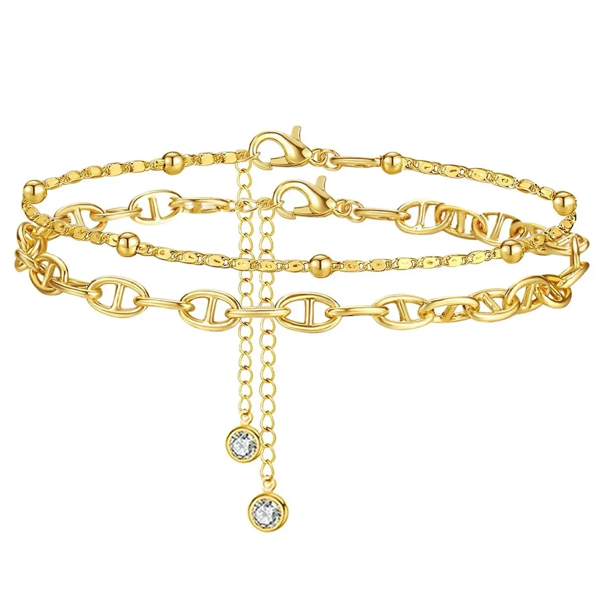 Gold plated over Stainless steel anklets women