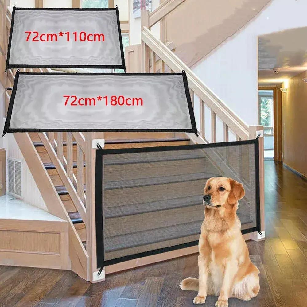 Retractable Pet Dog Gate Magic Child Baby Stair Gate Barrier Foldable Portable