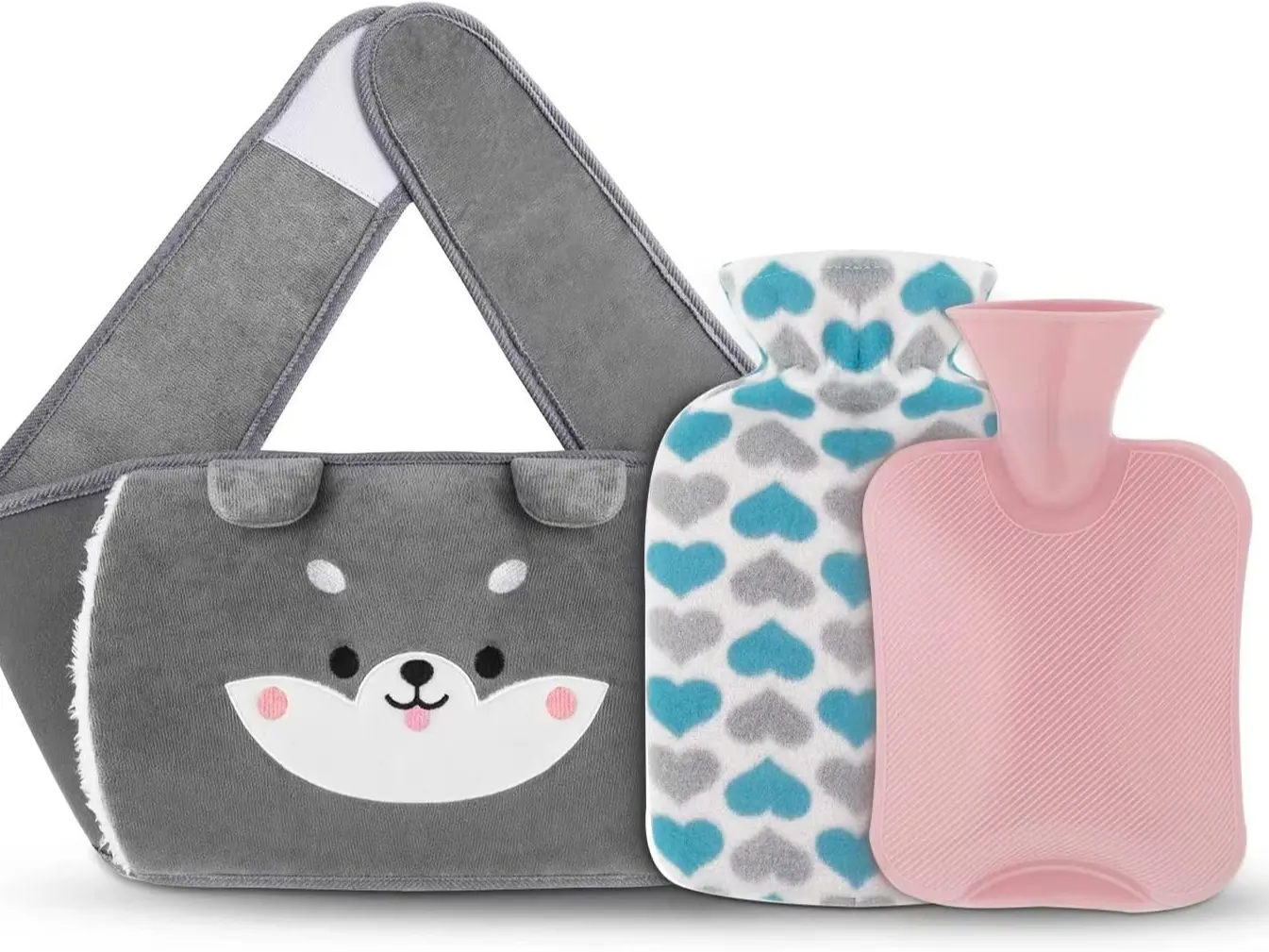 Hot Water Bottle with Waist Cover, 120cm Cute Animal Wrap Around Warm Water Bottle Belt, Wearable Hot Water Bag Pouch for Belly Hands Neck Back Shoulder Legs & Period Cramps Cartoon Gift Comfortable Fluffy Girlfriend Cup Teenage pad heat  sleep patch