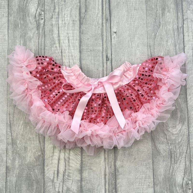 Baby Girls Pink Sequin Tutu Skirt with Bow Detail, Boutique Toddler Party Skirt 6