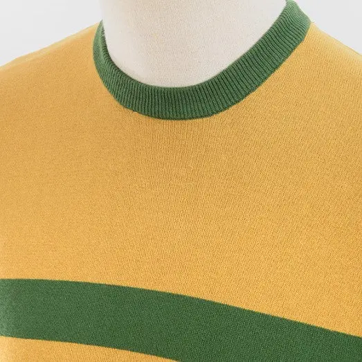 Art Gallery Scene Stripe Crew Neck Knit Mustard 1