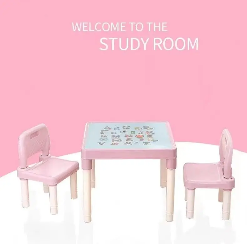 ABC Alphabet Plastic Children's Table and Chair Set for Toddlers and Kids (Blue, Pink) Special Gift for Toddlers 5
