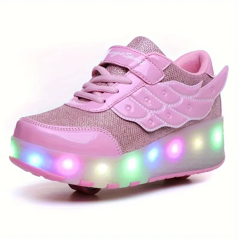 Low Top Trendy Cool Roller Skateboard Shoes with Breathable Anti Slip Wheel for Girls, LED Light, All Seasons, Indoor Outdoor 6