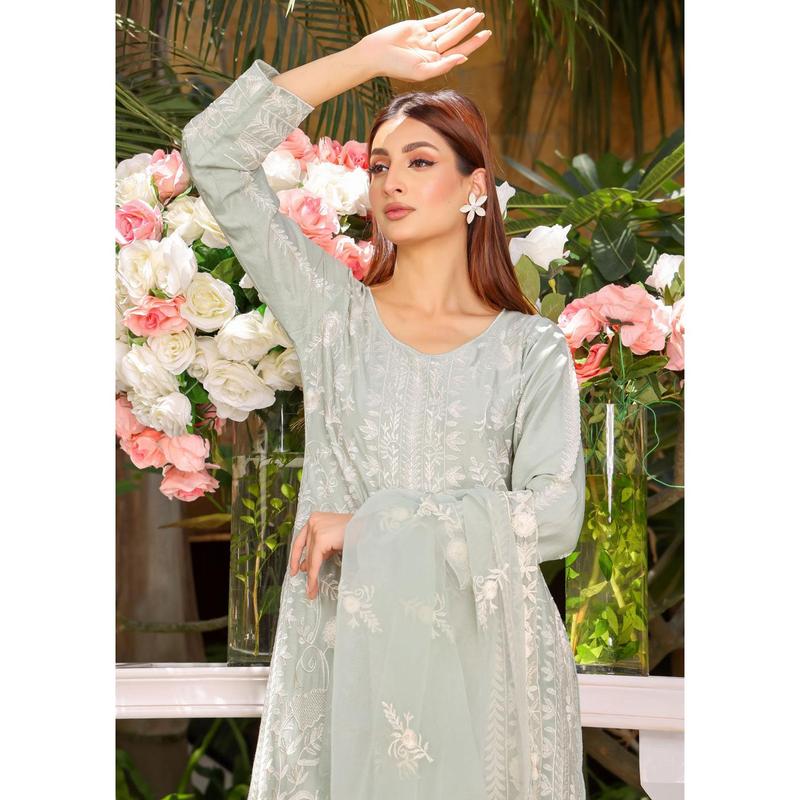 HK256 Lira - Mint Readymade Linen Mother & Daughter Suit 2