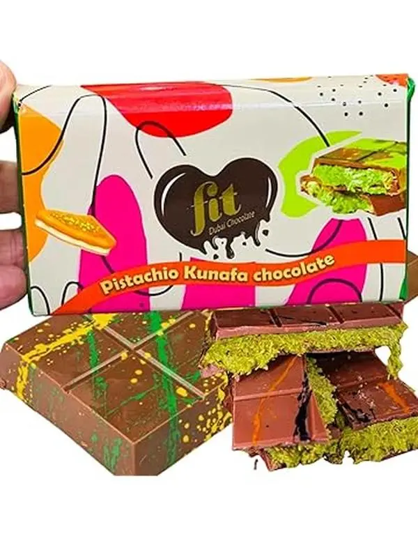 Dubai Chocolate, 3.1 oz - 90 g (Pack of 1), Dubai Chocolate bar pistachio, Dubai Chocolate Kadaif, Dubai Chocolate Baklava, Dubai Milk Chocolate Kunafa Pistachio Kataifi