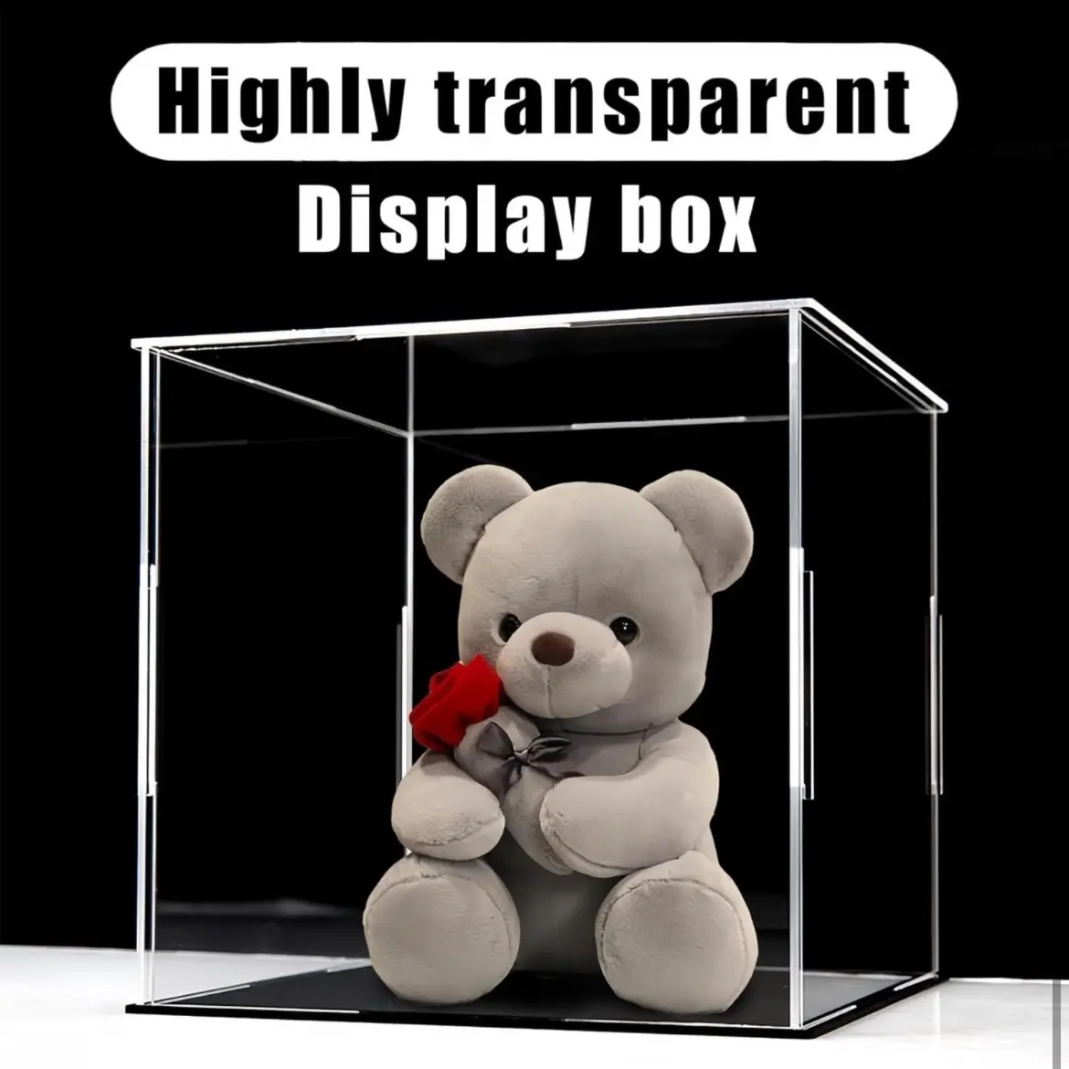 Acrylic Clear Display Case Box Dustproof Protection Showcase Model 20x20x20cm
