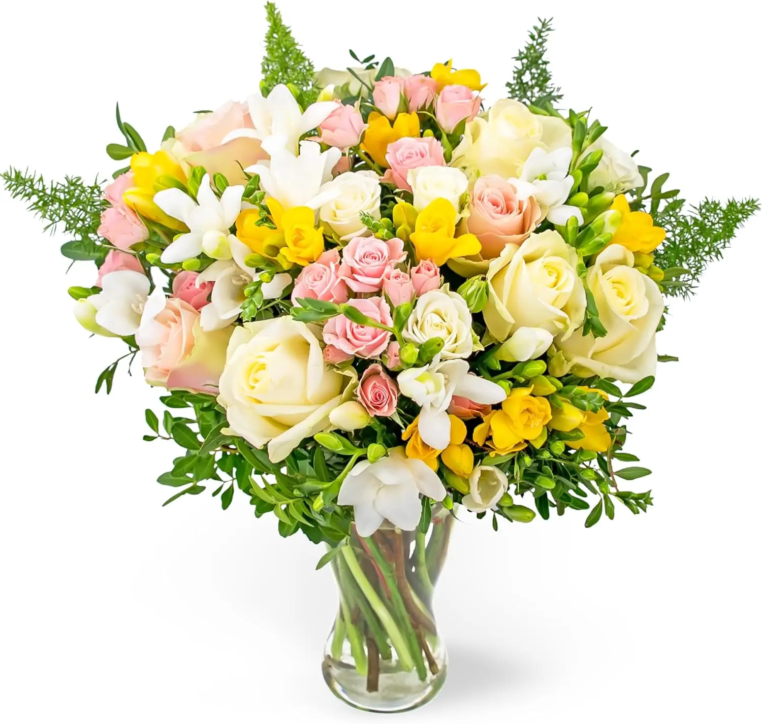 Rose and Freesia - Bouquet of Fresh Flowers - Birthday Flowers - Next Day Free Shipping - Flowers for her - Flowers 2024 - Gifts for him - Flowers Gift - Fresh Cut Flowers - Gifts for Girlfriend - Prestige Flowers