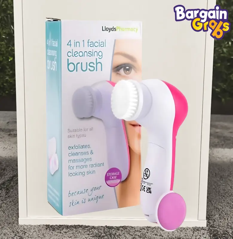 Lloyds Pharmacy 4 in 1 Skin Cleansing Face Brush - NEW - 4 Interchangeable Heads Multifunction Face Cleaning Exfoliating Pores Cleanse Facial Comfort 4