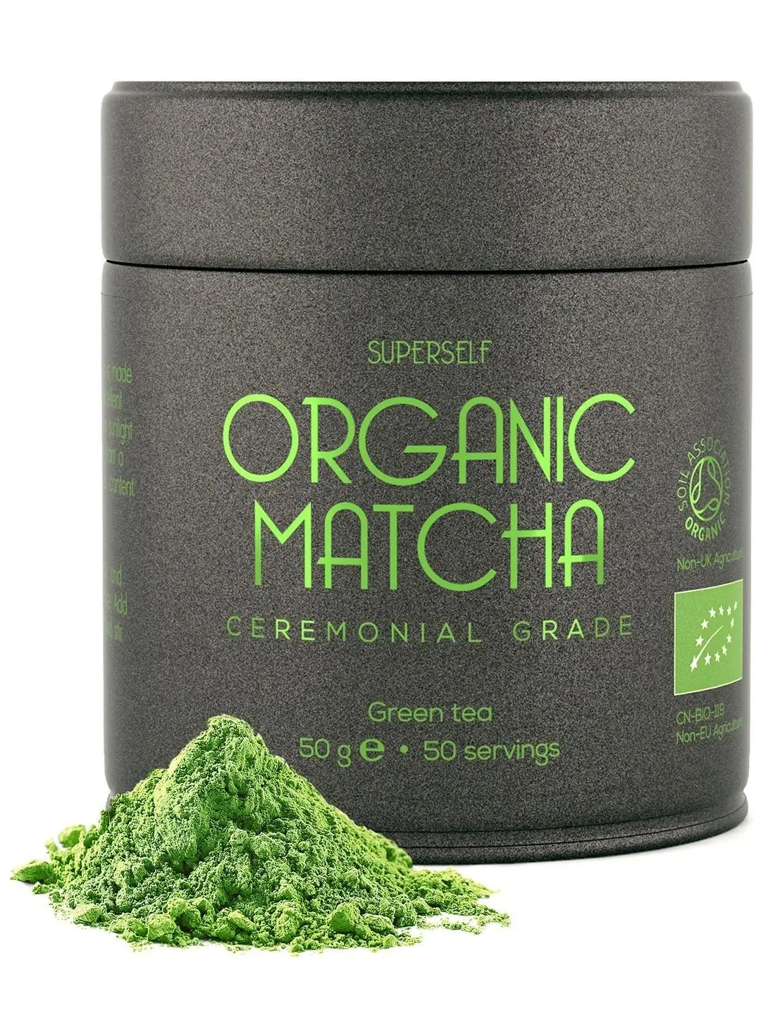 Organic Matcha Powder - Ceremonial Grade Matcha - 50g (50 servings) Gift Tin - Premium Matcha Green Tea Powder - Certified Organic by Soil Association - 100% Pure Stone Ground Macha Tea Leaves - Vegan Beverage