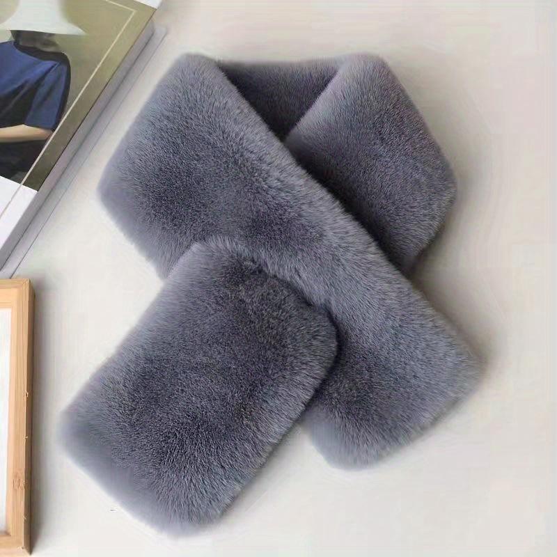 1pc Winter Unisex Faux Fur Warm Thickened Scarf, Soft Girl Fashion Versatile Flat Cross Scarf 8