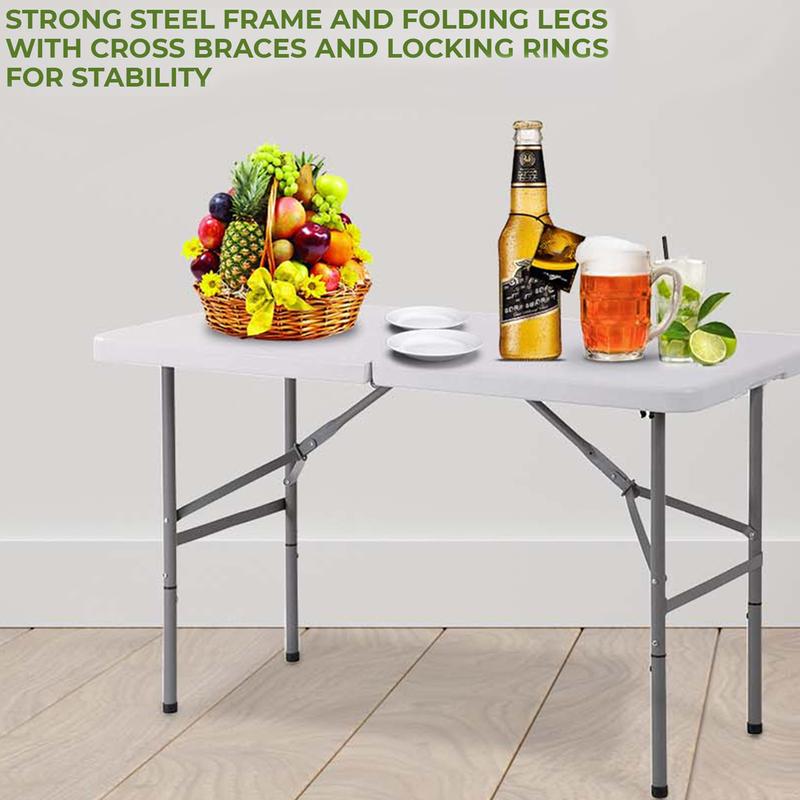 Crystals Folding Table - Strong Steel Frame, 4FT Heavy-Duty, Portable Plastic, Ideal for Outdoor Use 6