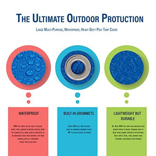 KAV - 1.80 x 2.70M (6x9 FT) Green Strong Waterproof Universal Tarpaulin Tarp sheet in - Ground Sheet Covers For Camping Fishing Gardening Pets  Premium Quality Cover Made of 80 gram 6