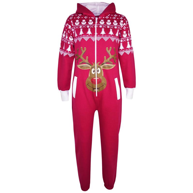 Kids Girls Boys Novelty Christmas Santa Claus Penguin Snowman Reindeer Print Onesie All In One Jumpsuite New Age 5-13 Years 3