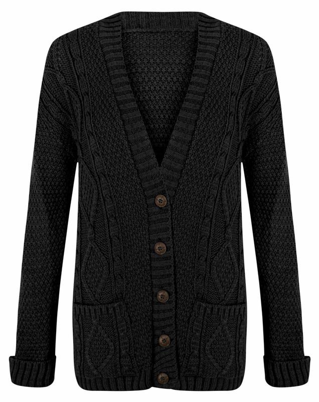 Women's Ladies Chunky Cable Knit Button Cardigan Long Sleeves Grandad Plus Sizes Knitwear Winter Knitted Comfortable Womenswear Soft Baby Cotton Stretchy Tops Basic Longsleeves Sky Underwear sweater  season jacket cardigan  cropped stylish  outerwear 5