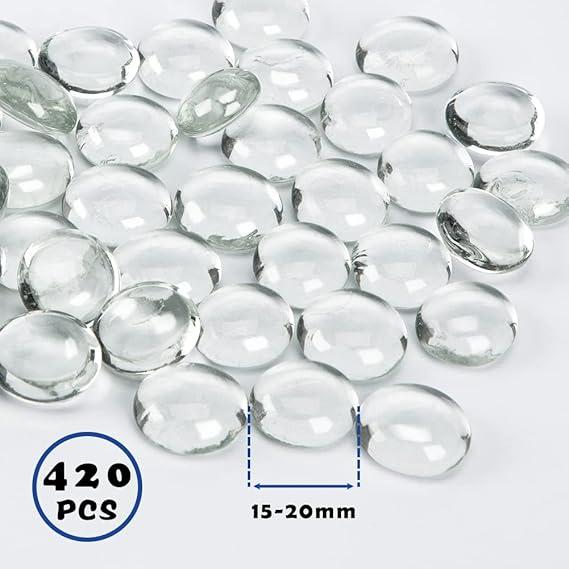 Clear Glass Pebbles 420-Pack 1.9kg｜1.5-2cm Crystal Stones for Aquarium Gravel, Vase Filler, Hydroponics & Home Decor 2