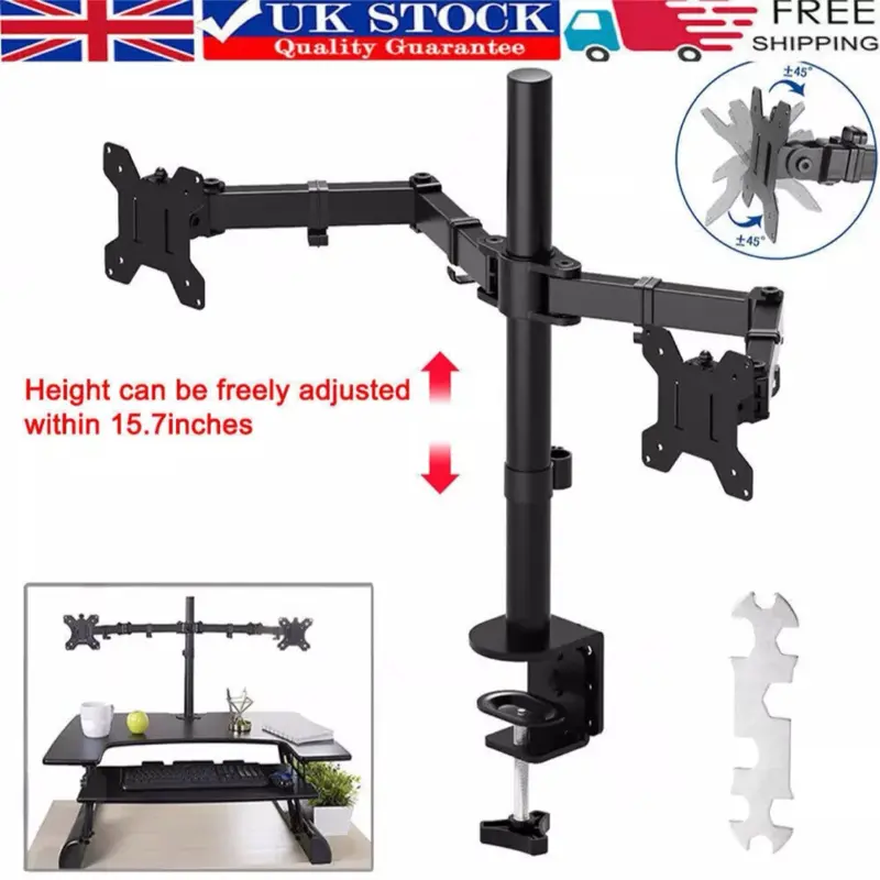 13"- 32" Double Dual Display Computer Screen Monitor Arm Mount Desk Stand LED CC