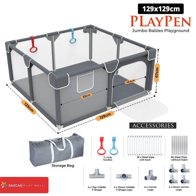 Baby Playpen for Infants and Toddlers - 129x129cm Safe and Portable Play Pen for Babies, Ideal for Indoor and Outdoor Use  ####FREE SHIPPING#### 7