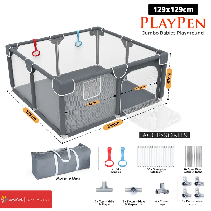 Baby Playpen for Infants and Toddlers - 129x129cm Safe and Portable Play Pen for Babies, Ideal for Indoor and Outdoor Use  ####FREE SHIPPING#### 7