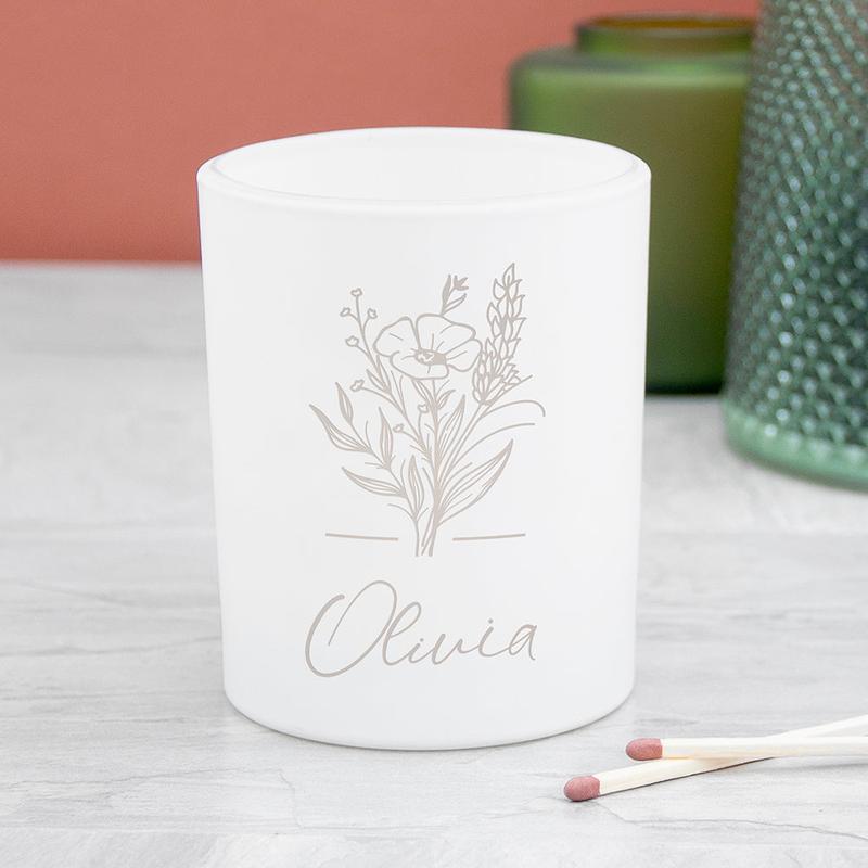 Personalised Bouquet Glass Candle Holder - Home Decor Gift, Floral Decoration 1
