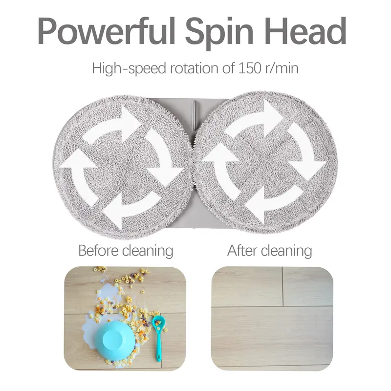 Cordless Electric Mop with Detachable Water Tank & Headlight - Quiet Rechargeable Hard Floor Cleaner for Tile, Hardwood, Laminate - White 8