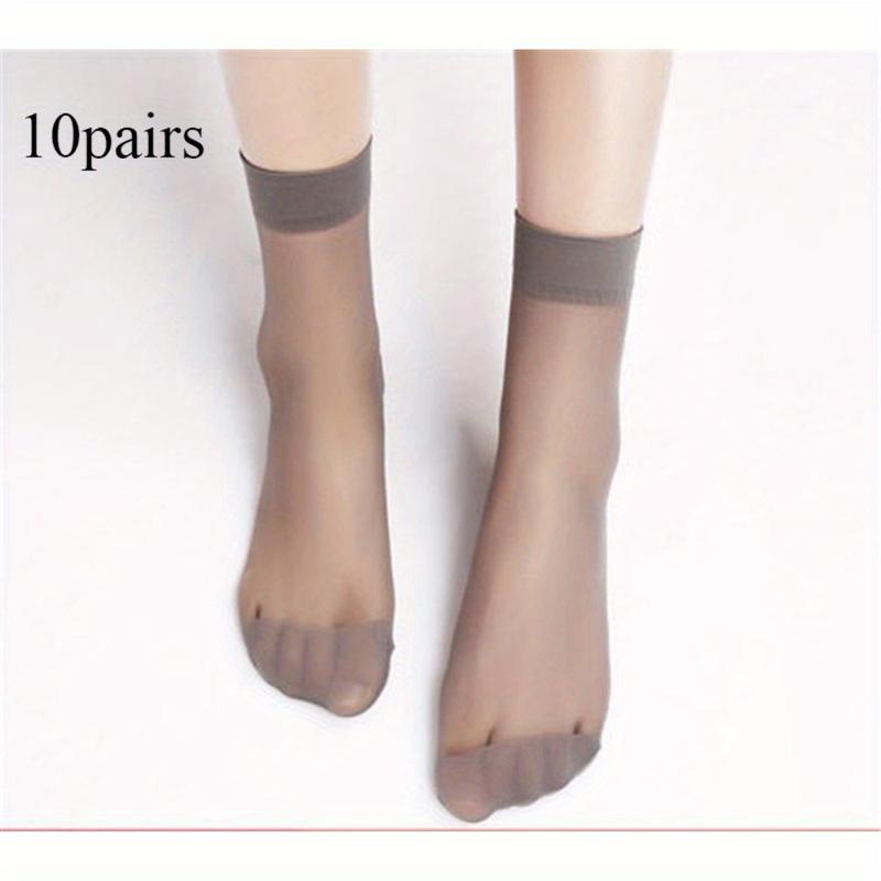 10 Pairs of Thin Stockings for Women, Steel Stockings Summer Thin and Transparent Short Socks, Women's Stockings and Stockings Sweat-absorbent and Breathable 7