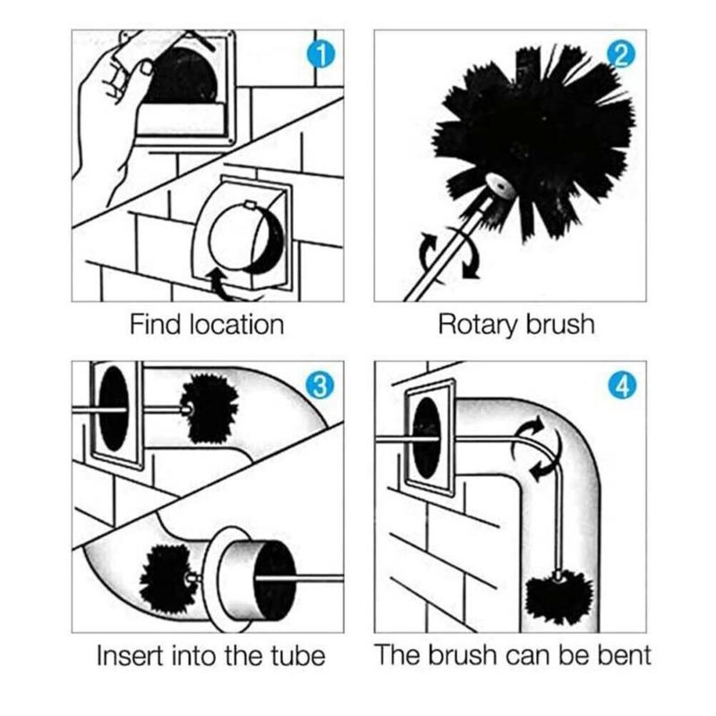 Flexible Chimney Sweep Set Flue Sweeping Brush and Rod Kit Soot Cleaning Rods Accessory Wall 6