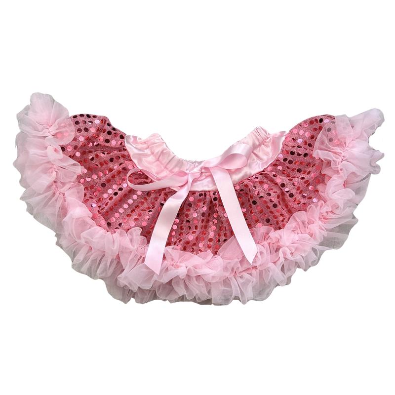 Baby Girls Pink Sequin Tutu Skirt with Bow Detail, Boutique Toddler Party Skirt 0