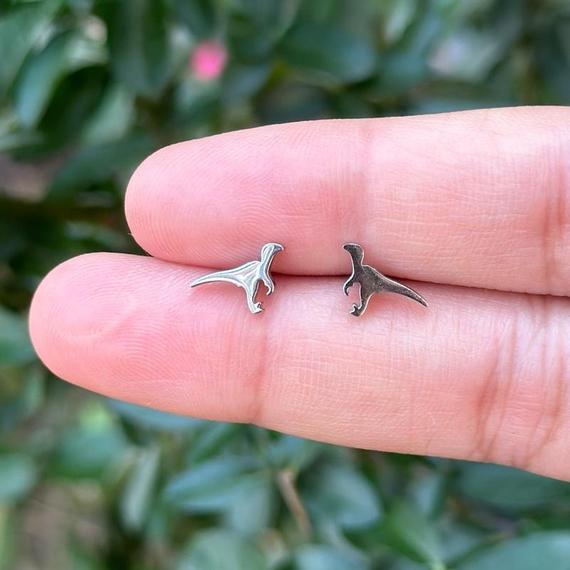 dinosaur earrings in silver 2