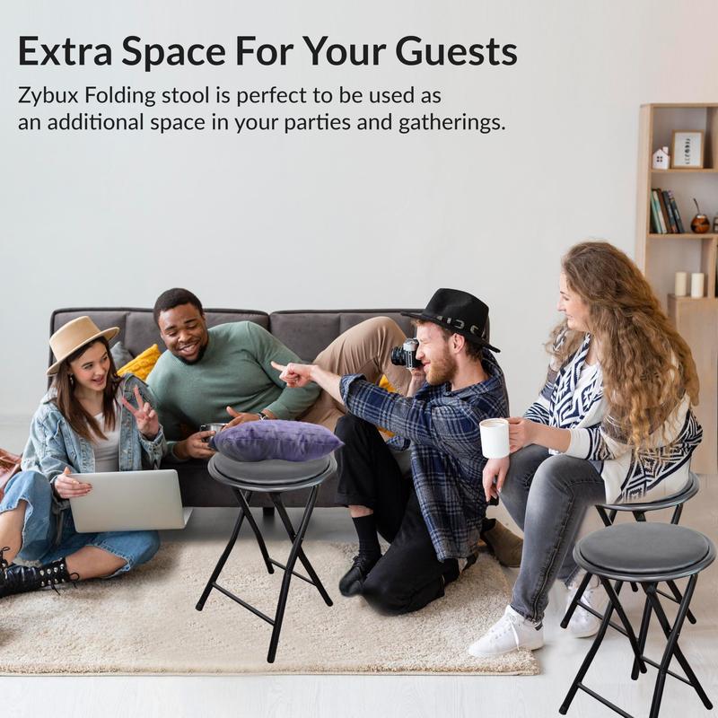 ZYBUX - Portable Round Stool - Folding, Compact, and Versatile for Home Office 6