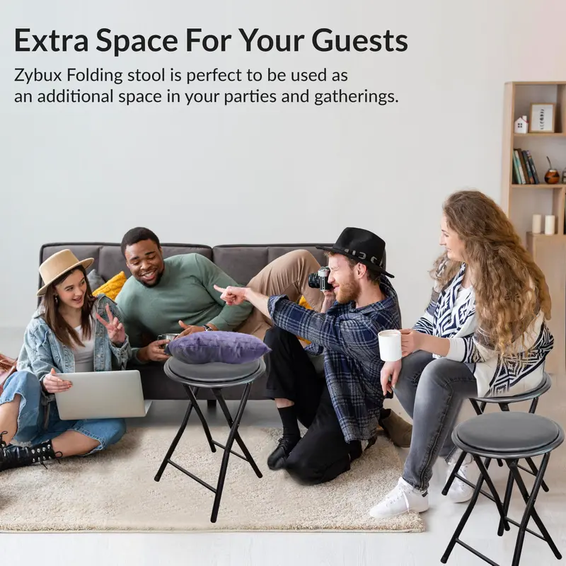 ZYBUX - Portable Round Stool - Folding, Compact, and Versatile for Home Office 6