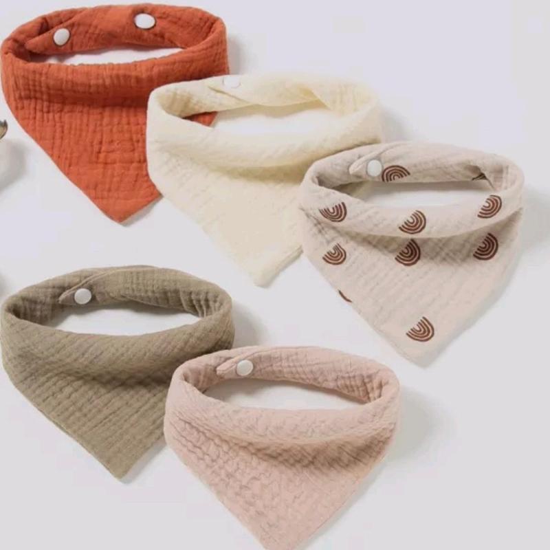 Set of 5 Muslin Bandana Style Dribble Bibs for Teething Babies 2