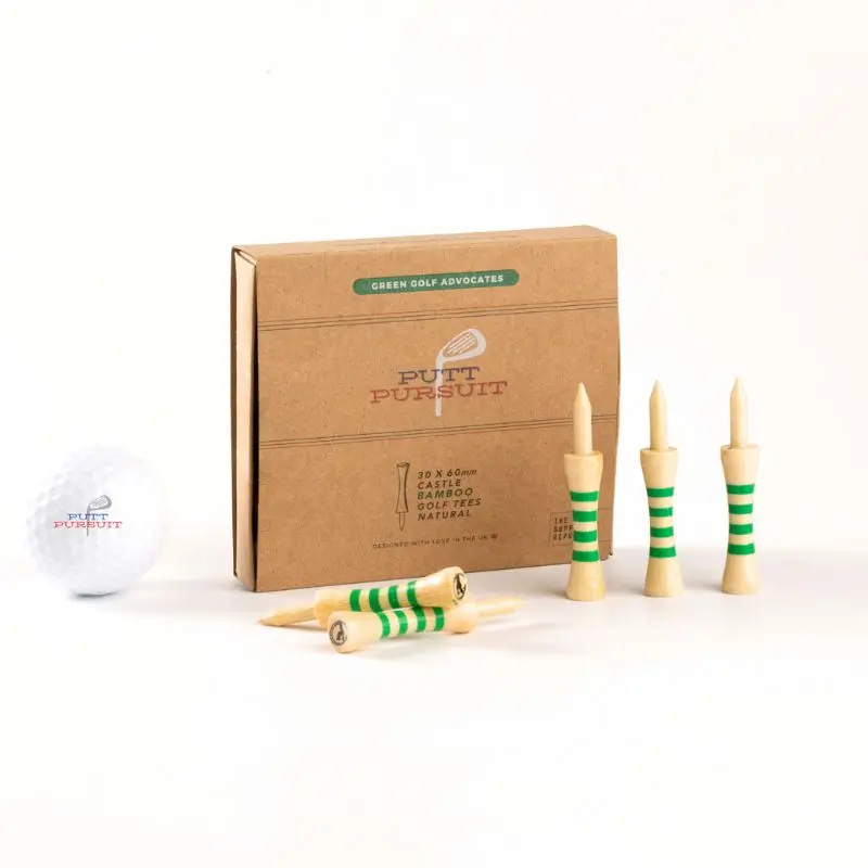 Bamboo Golf Tees 60mm | Natural Castle Tees - 30 pack 1