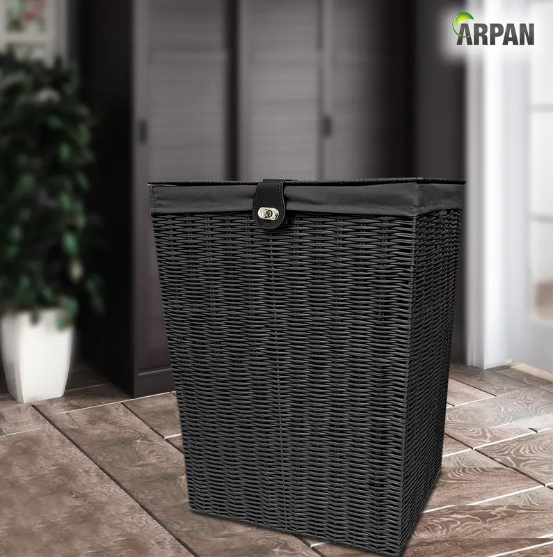 Arpan Resin Laundry Clothes Basket with Lid and Lining Storage Basket with Removable Lining Organiser 6