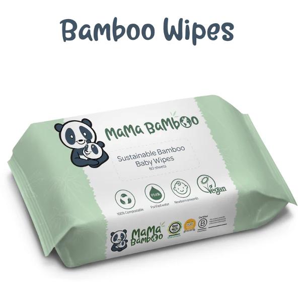 Mama Bamboo Sustainable Baby Wipes (Available as Single Pack or Pack of 12) 0