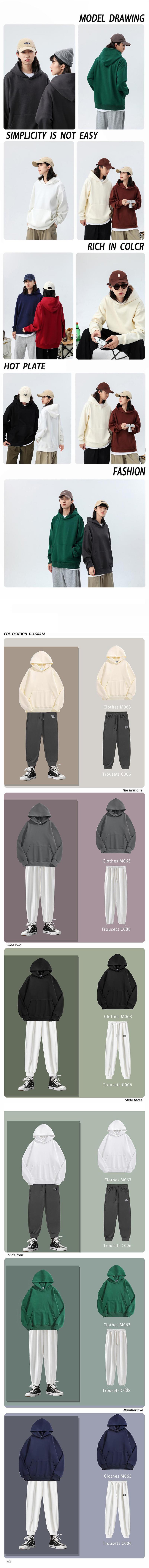 Product Introduction of 500GSM Heavy Weight Fashion Men's Hoodies New Autumn Winter Casual Thick Cotton Men's Top Solid Color Hoodies Sweatshirt Male 4