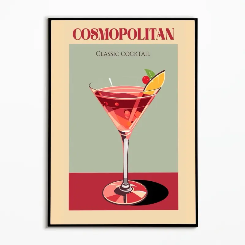 Cosmopolitan Print | Cute Home Print | Drinks Print | A5 Print | A4 Print | Wall Art | Home Print | Gift | Beverage Print | Decor Poster | UNFRAMED vintage 0