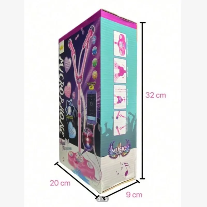 Toy Microphone 2 Karaoke Big singing music set - Height Adjustable - Sound Output and Lights - Clear Sound Christmas gift 3