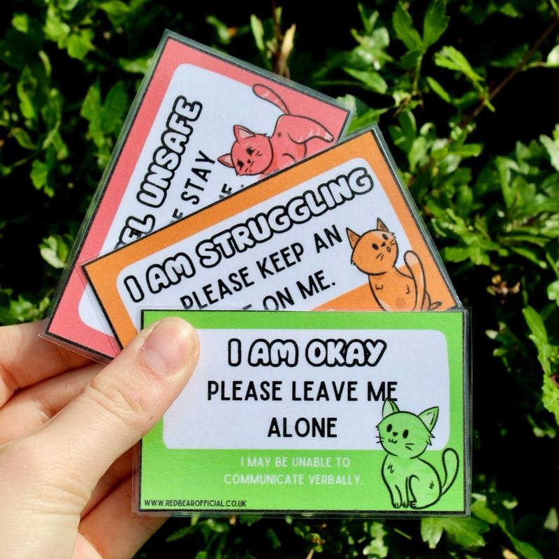 Rainbow cat communication cards | traffic light set | offer me a seat | hidden disability | chronic pain 3
