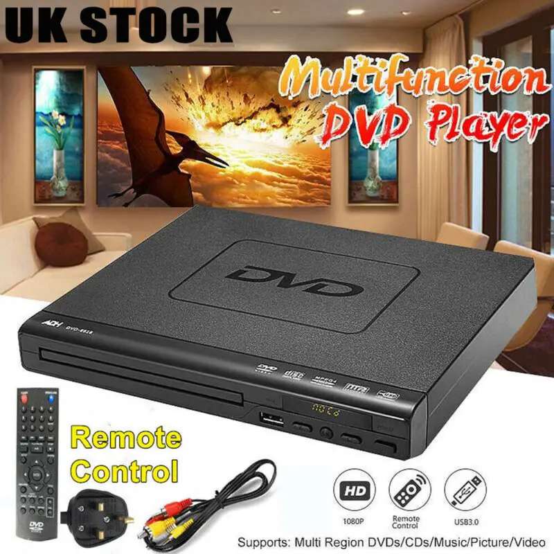 DVD Player Compact Multi Region HDCD CD VCD Music Disc Upscaling USB With Remote Audio Default 1