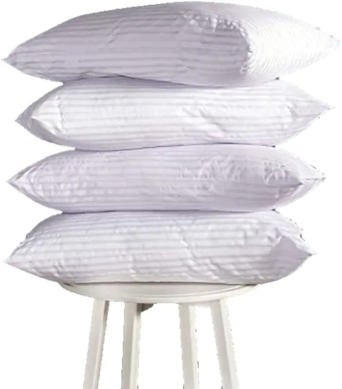 Pack Of 2 Hotel Quality Egyptian Stripe Pillows Hollowfibre Filled Standard size Bed Pillows Cotton Blend 4
