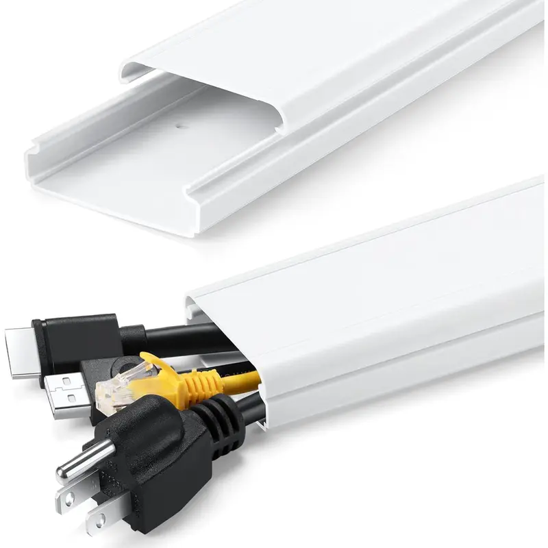 34in TV Cord Hider for Wall Mounted TV, Large Cord Cover Wall, Cable Hider TV Cable Management Kit, TV Wire Hider for Wall, White Cable Raceway Cable Cover, Cable Concealer 2 xL17in, W2in xH0.7in 0