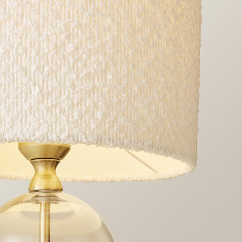 Jessy Black/Gold Glass Table Lamp with Cream Boucle Shade 5