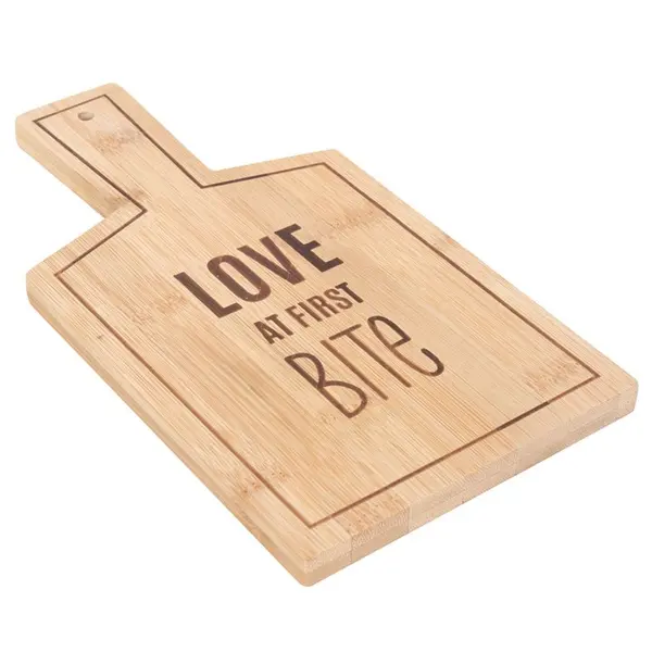 Love At First Bite Bamboo Chopping Board - Traditional Kitchen Decor Knives Romantic 2