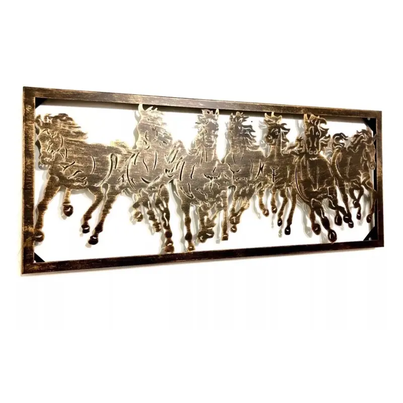Rusty Art Western Home Country Decor 33" Running Horses Metal Wall - Bronze Brushed Copper - Hanging Decoration - Ornaments 1