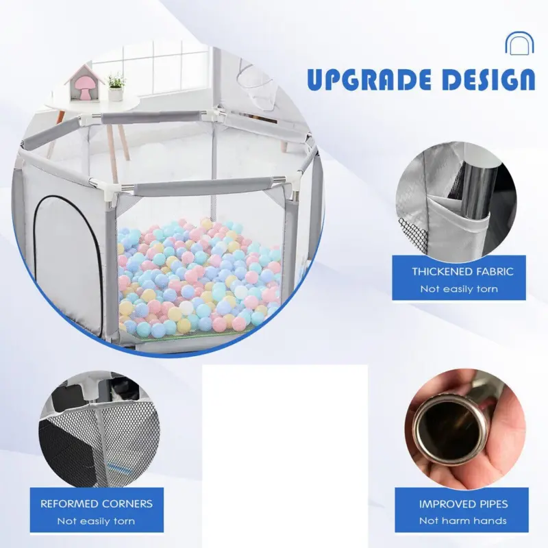 ☀[Delivery In 2-3 Days]☀Large Baby Playpen 6 Sides Infant Kids Yard Activity Center Safety w/Zipper Door 4